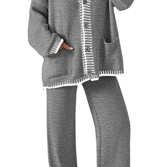 PrettyGarden Pants - Gray Sweater Set Wide Leg Pants NEW